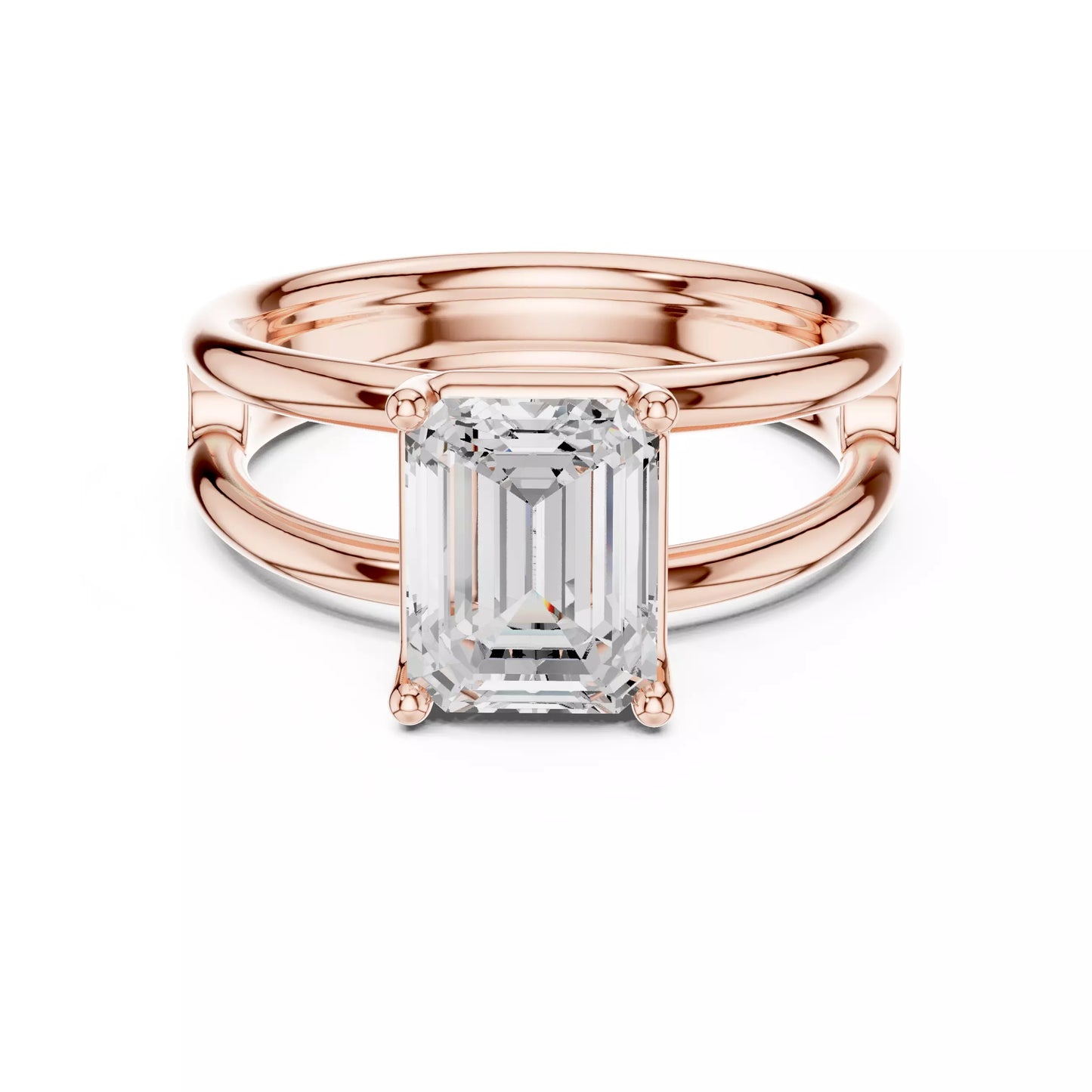 2.00 ctw Emerald Diamond Solitaire Split Shank Engagement Ring