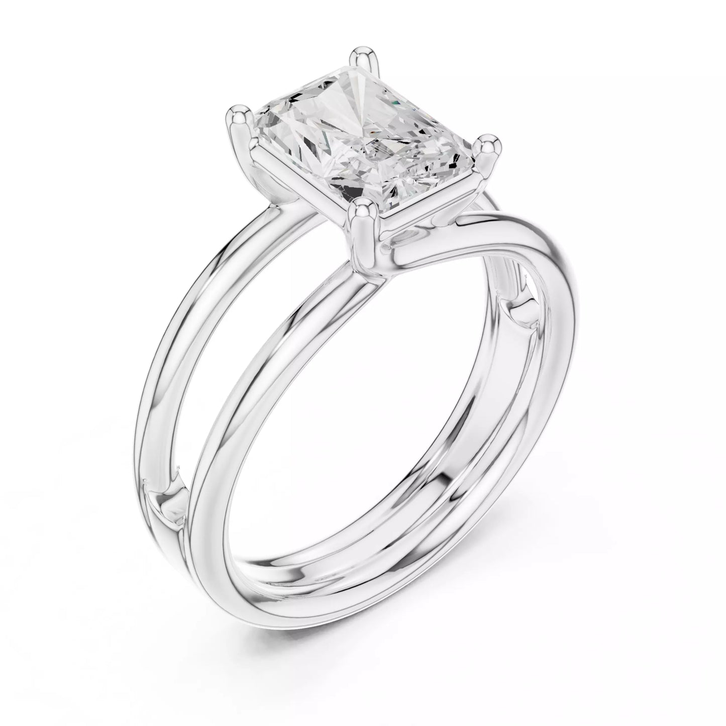 2.00 ctw Radiant Diamond Solitaire Split Shank Engagement Ring