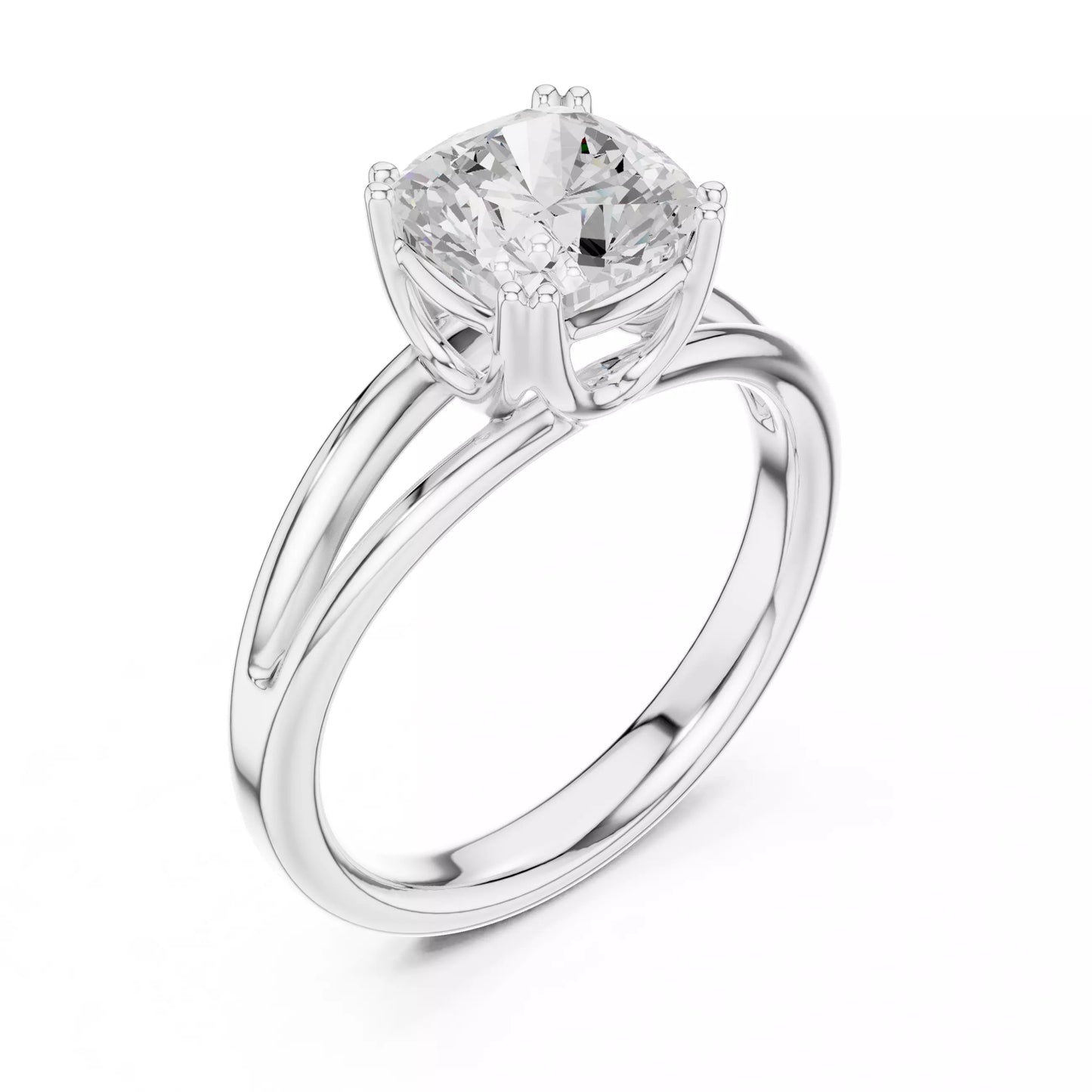 2.00 ctw Cushion Diamond Solitaire Split Shank Engagement Ring