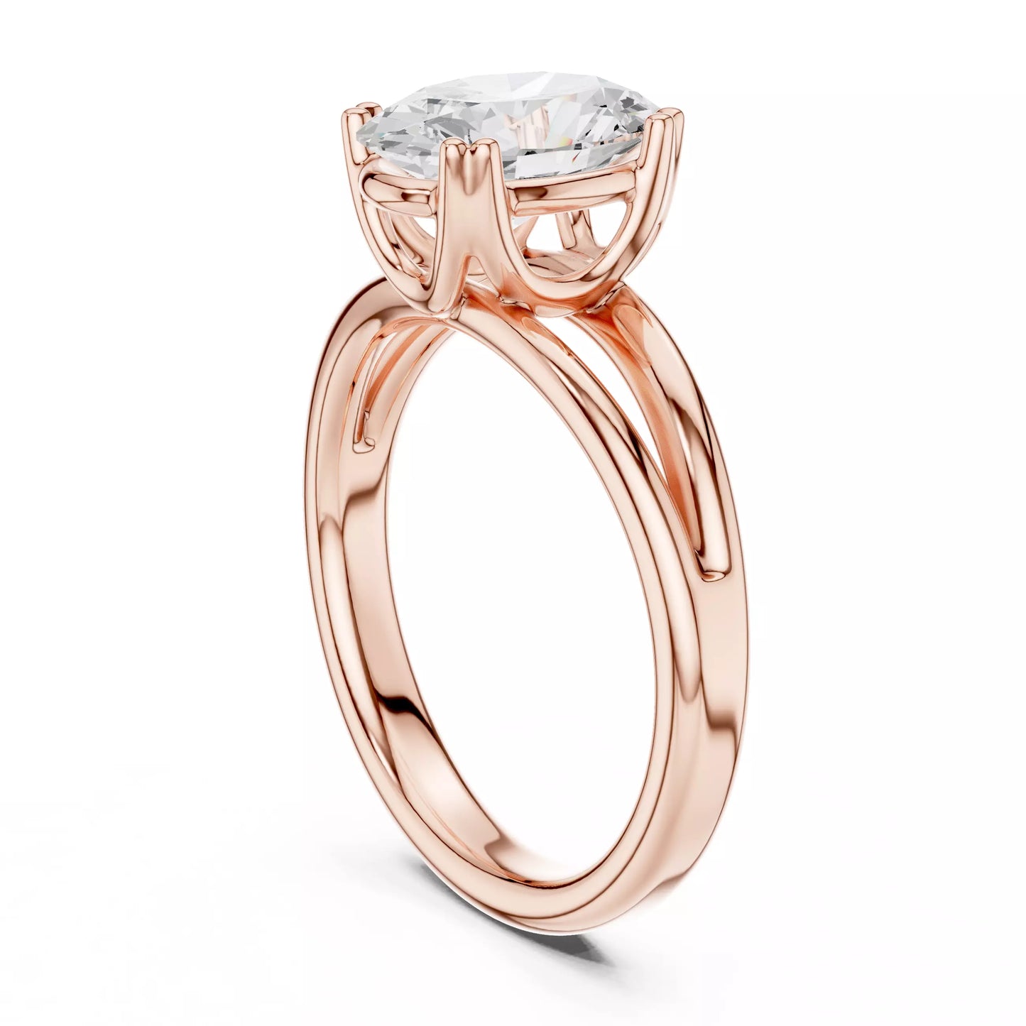 2.00 ctw Oval Diamond Solitaire Split Shank Engagement Ring