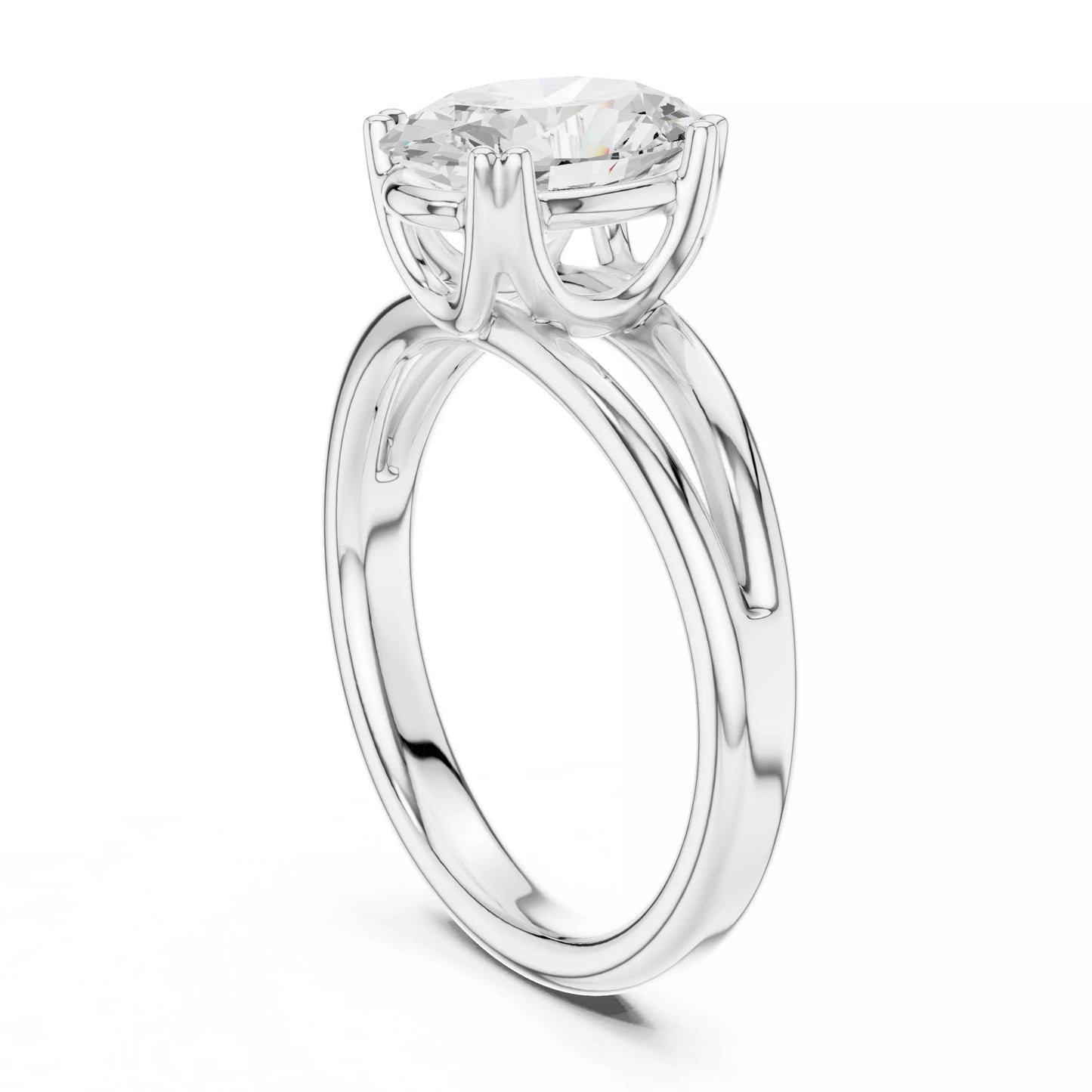 2.00 ctw Oval Diamond Solitaire Split Shank Engagement Ring