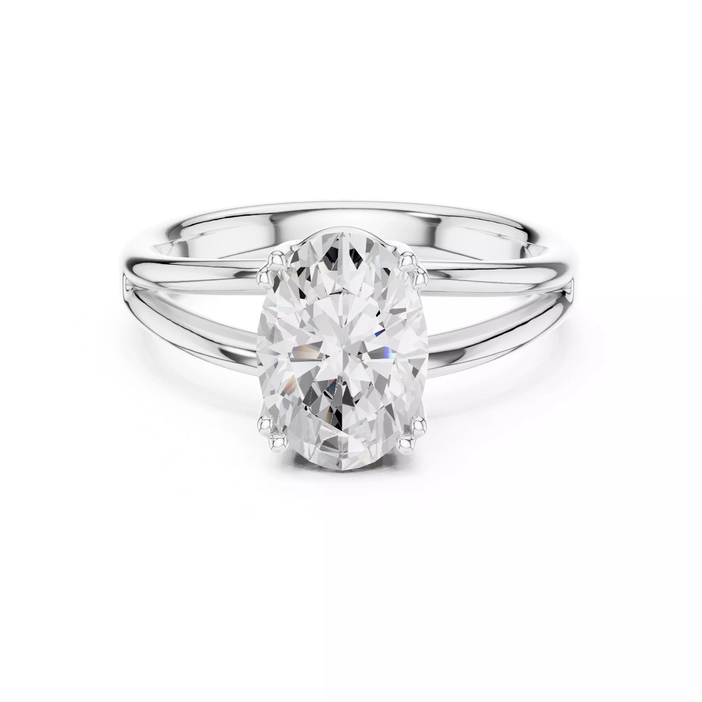 2.00 ctw Oval Diamond Solitaire Split Shank Engagement Ring