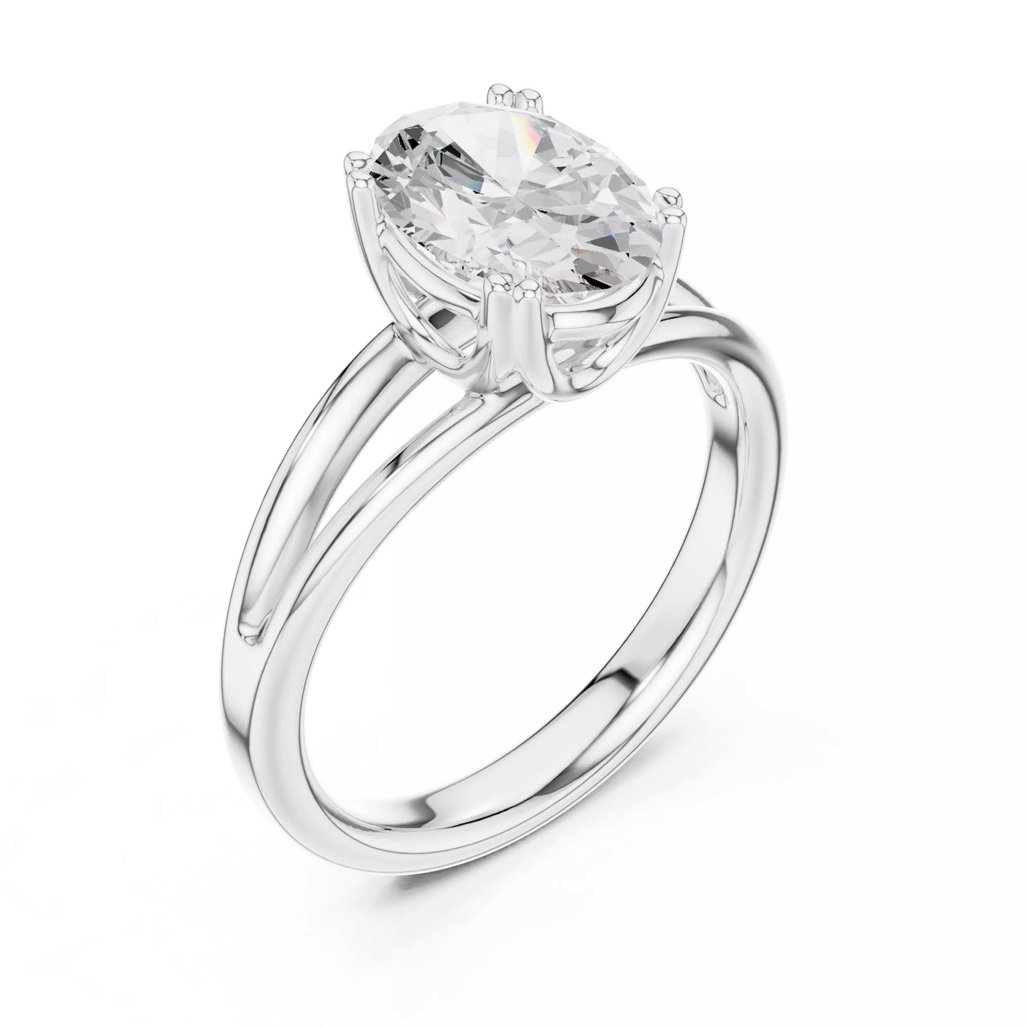 2.00 ctw Oval Diamond Solitaire Split Shank Engagement Ring