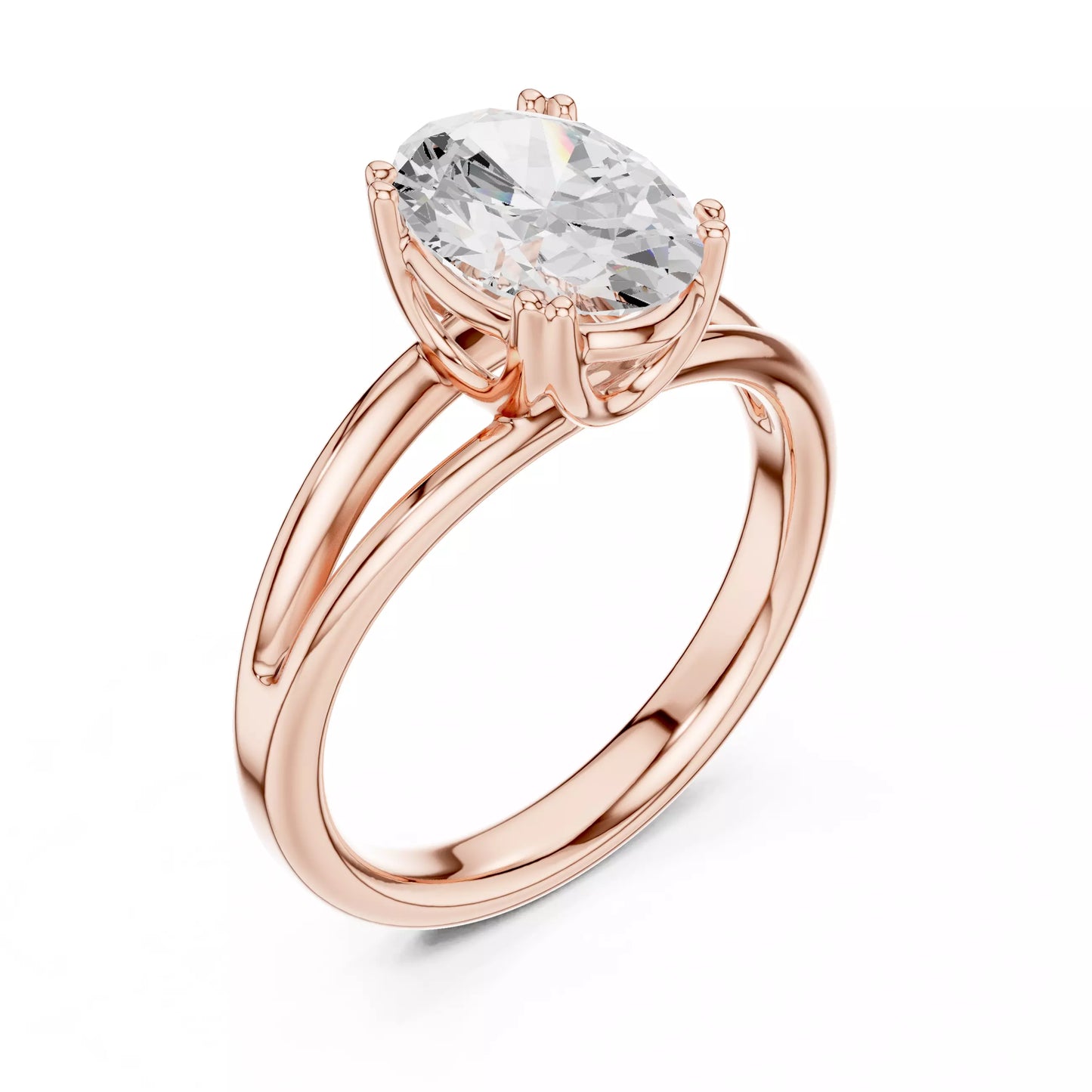 2.00 ctw Oval Diamond Solitaire Split Shank Engagement Ring