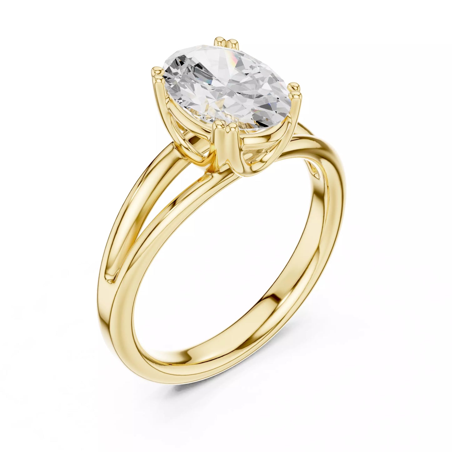 2.00 ctw Oval Diamond Solitaire Split Shank Engagement Ring